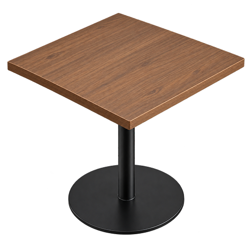 Square Round-Base Pedestal Café Table
