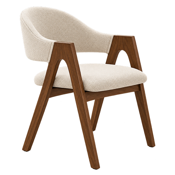 Contemporary Upholstered Wooden Armchair