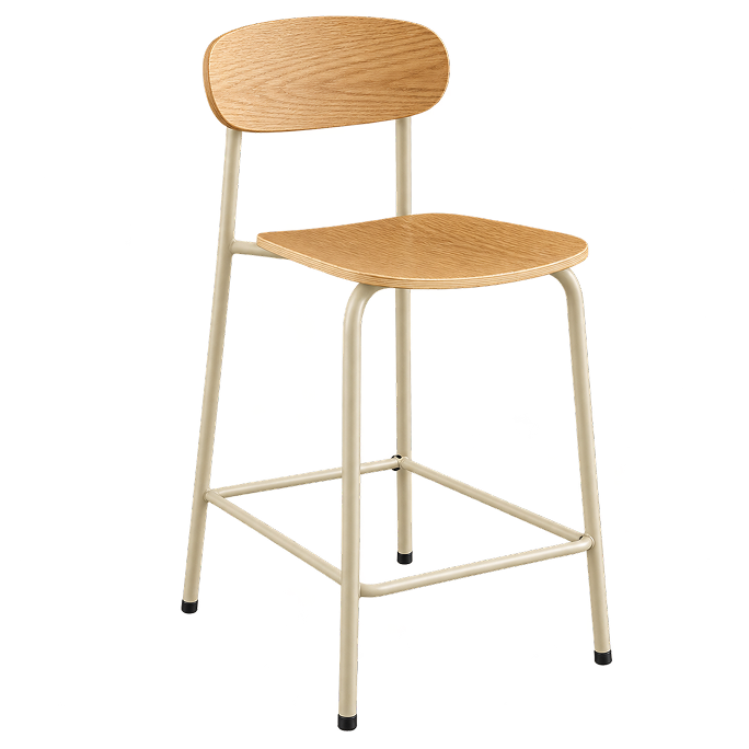 Contemporary Wood & Metal Bar Stool