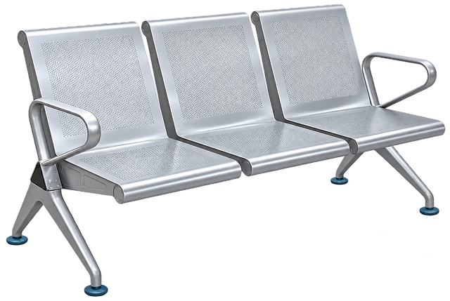 3-Seater Perforated Stainless Steel Waiting Chair