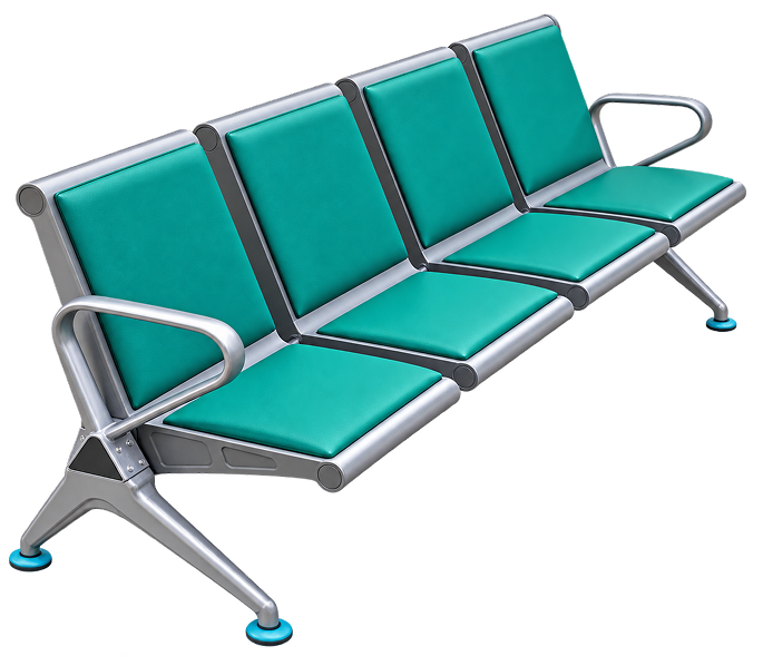 4-Seater Cushioned Metal Airport Waiting Chair