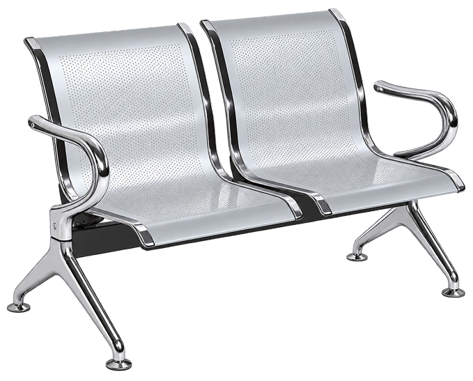 3-Seater Cushioned Stainless Steel Airport Waiting Chair