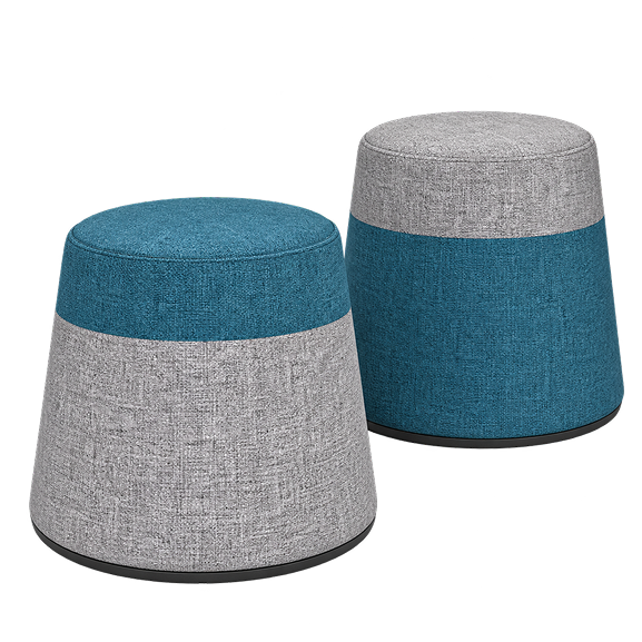 Contemporary Bouclé Round Ottoman