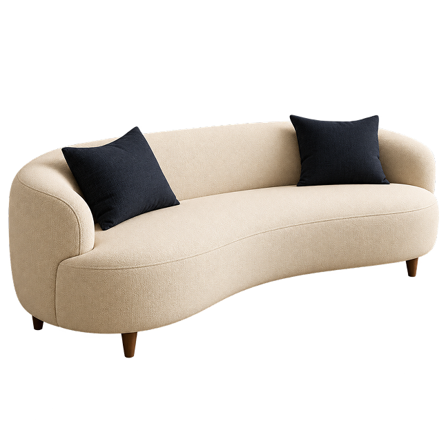 Contemporary Curved Bouclé 3-Seater Sofa