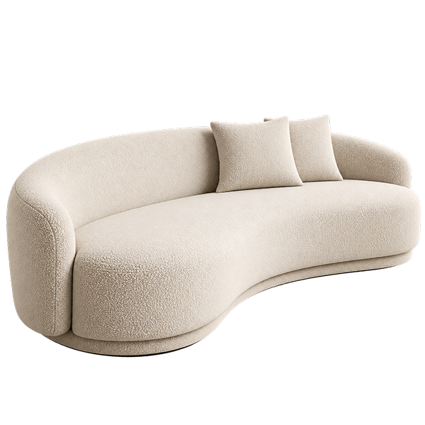 Modern Curved Bouclé Sofa