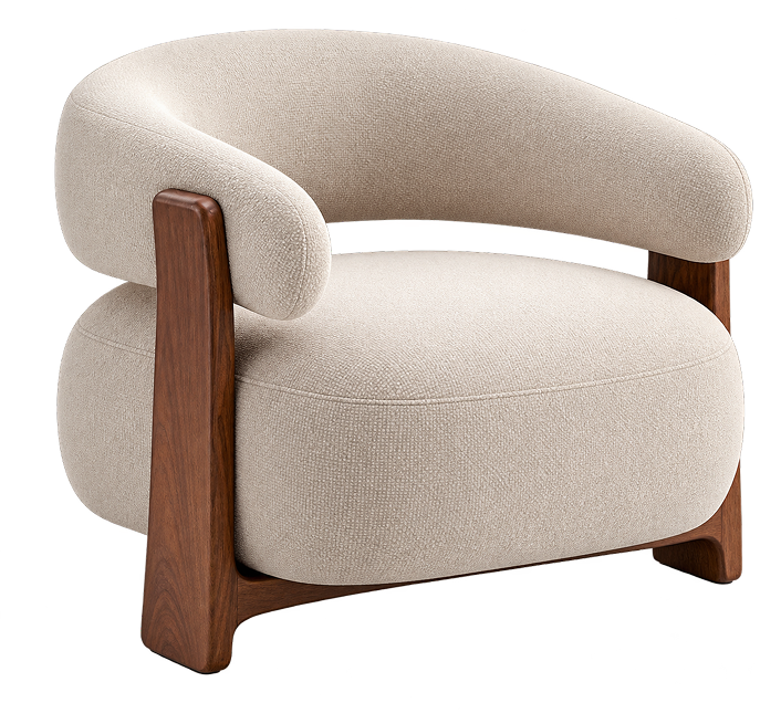 Modern Beige Wraparound Lounge Chair