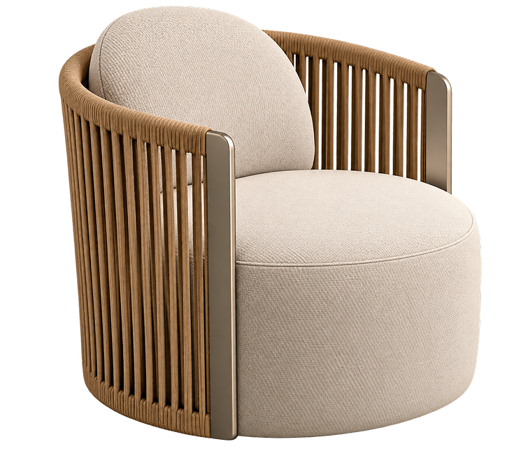 Beige Channel-Tufted Accent Chair
