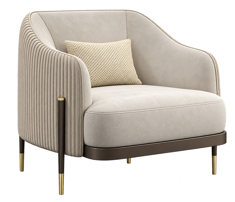 Luxury Beige Ribbed Armchair