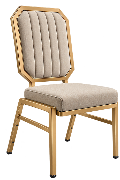 Elegant Gold-Frame Channel-Tufted Banquet Chair