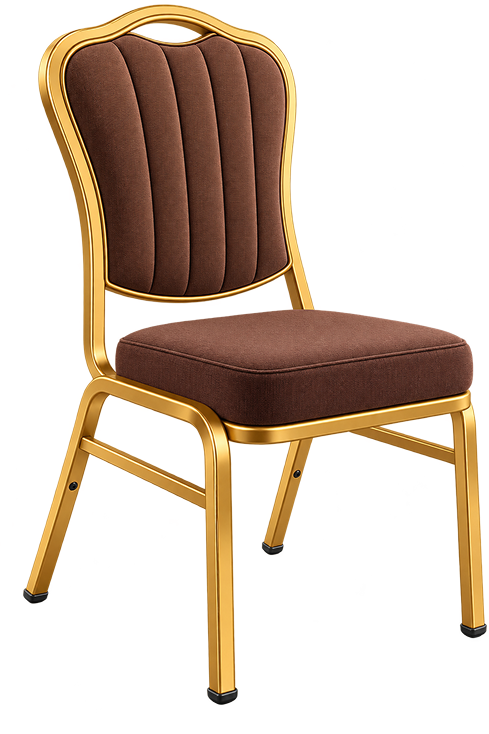 Luxury Gold-Frame Brown Banquet Chair