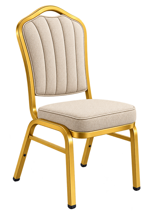 Luxury Gold-Frame Channel-Tufted Banquet Chair