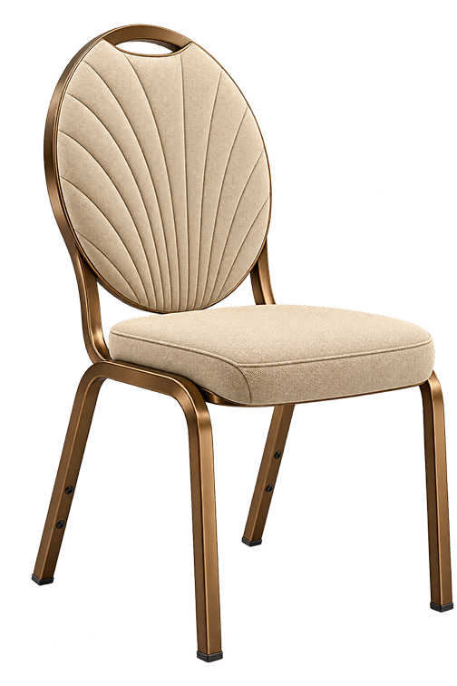 Luxe Ivory Fanback Gold Banquet Chair