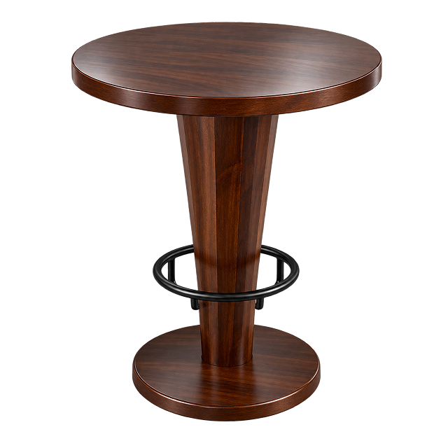Classic Walnut Round Pedestal Bar Table