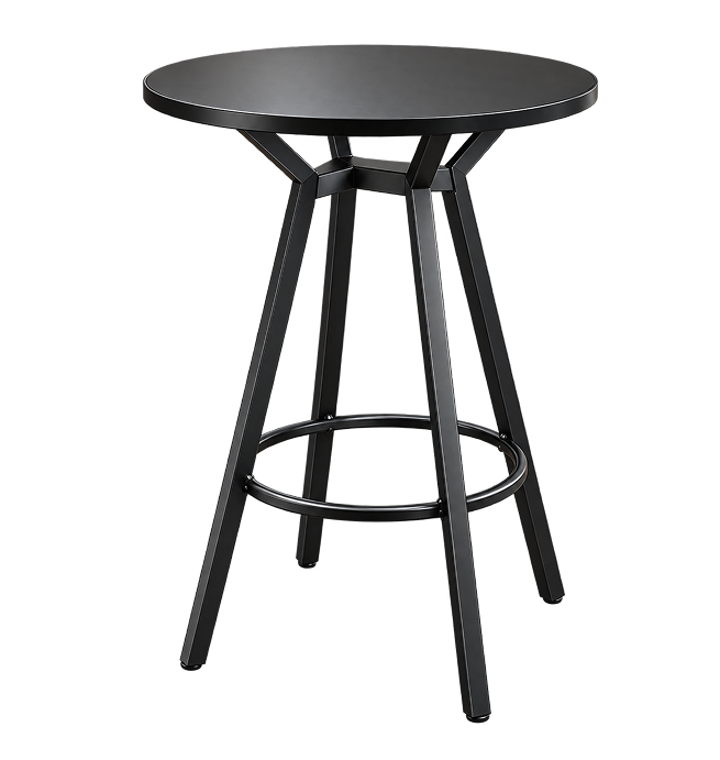 Modern Black Metal Round Bar Table