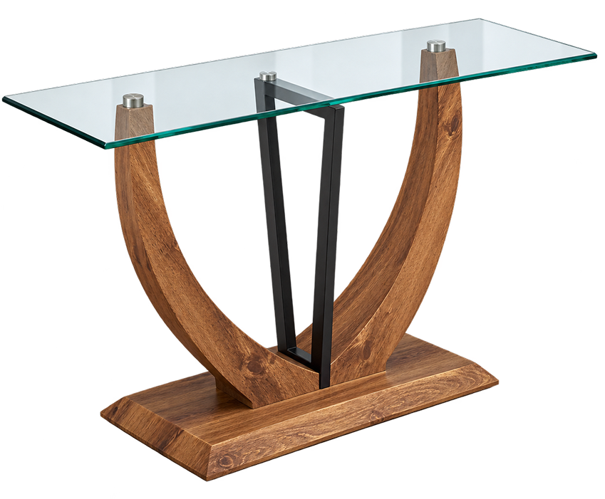 Modern Glass-Top Wooden Console Table