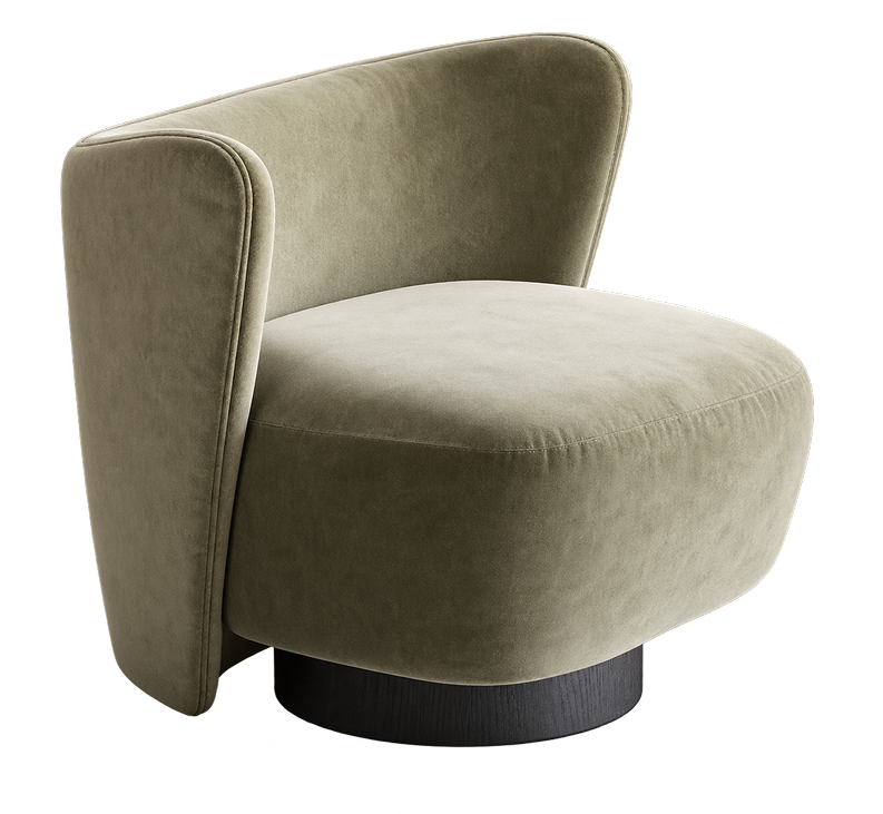Sculptural Olive Velvet Lounge Chair