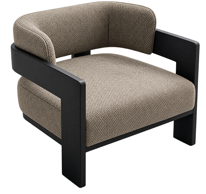 Modern Taupe Upholstered Lounge Chair