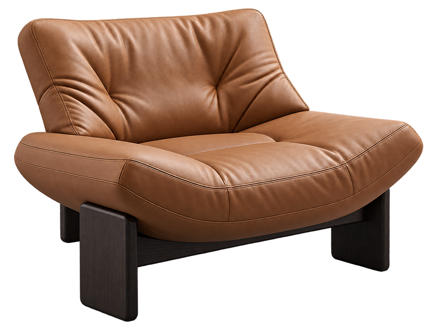 Caramel Leather Lounge Chair