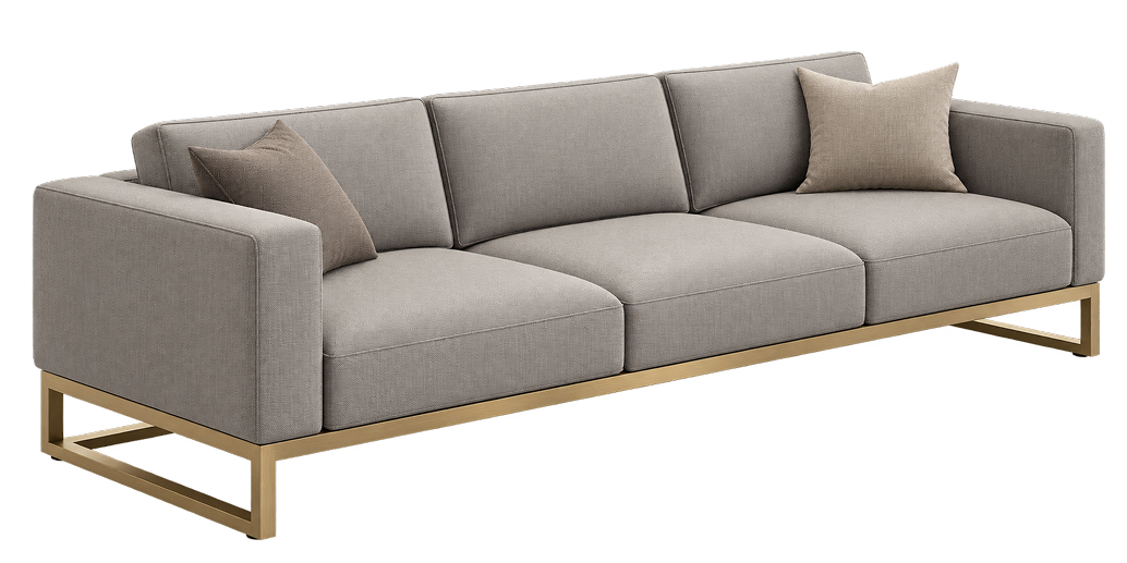 Modern Greige Gold Frame Sofa