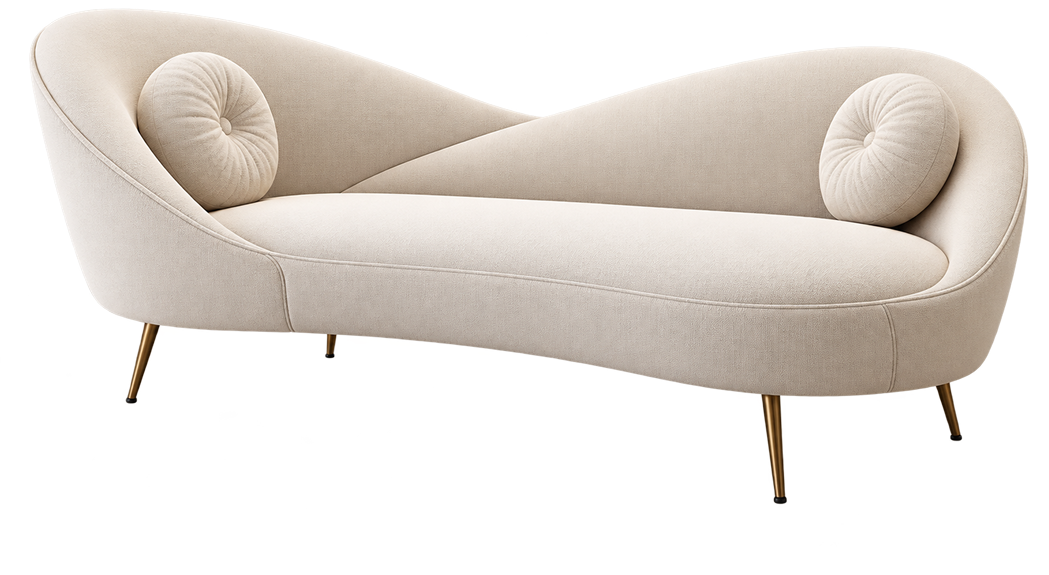 Elegant Curved Ivory Sofa