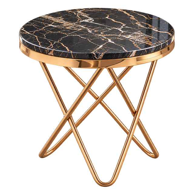 Luxury Black Marble Cross-Leg Side Table