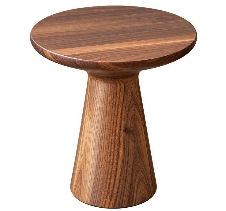 Walnut Round Pedestal Side Table