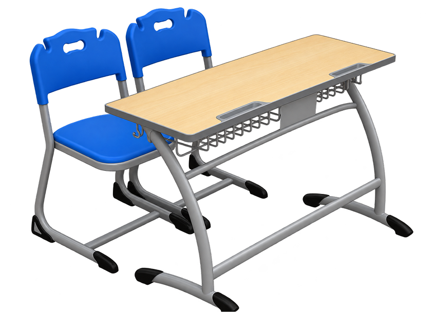 Blue Double Student Desk Bench