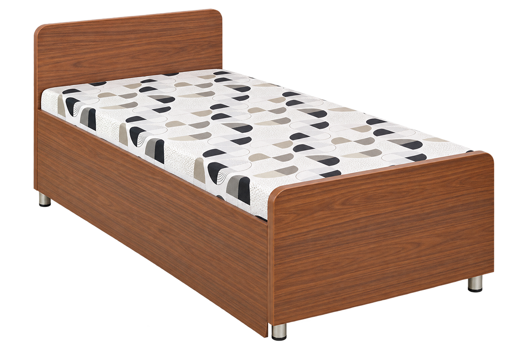 Modern Walnut Wooden Single Bed