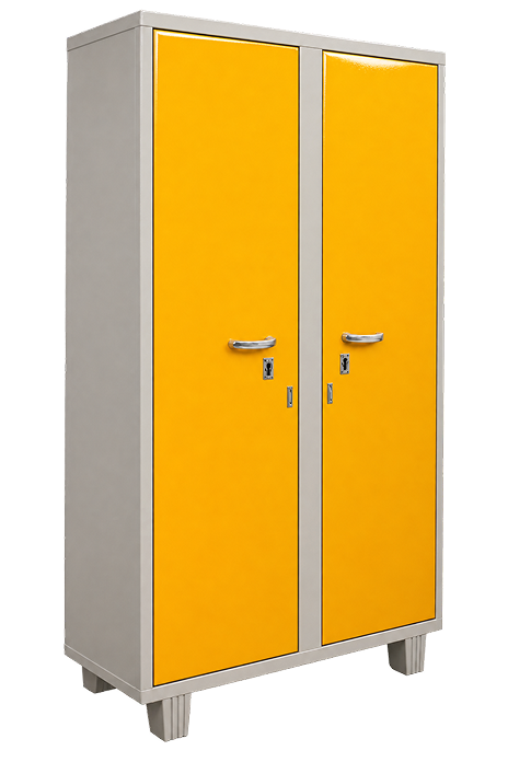 Two-Door Yellow Steel Storage Cabinet