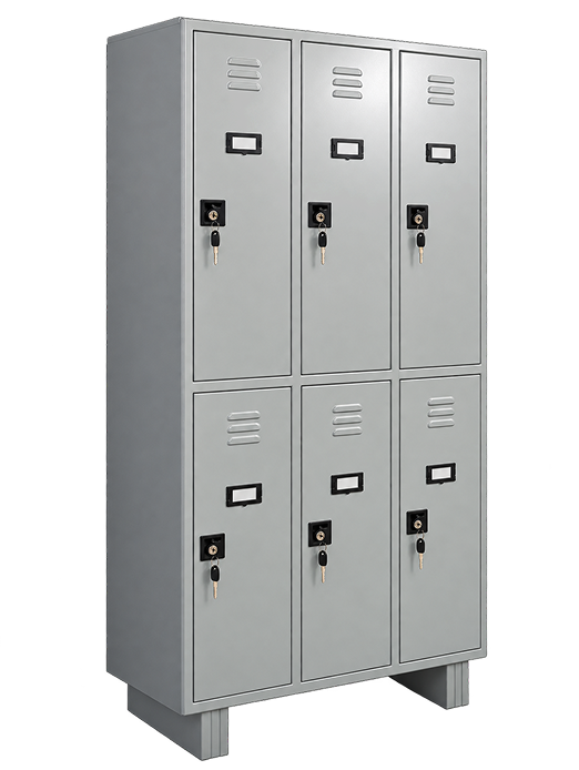 Six-Door Steel Locker Cabinet with Label Holders