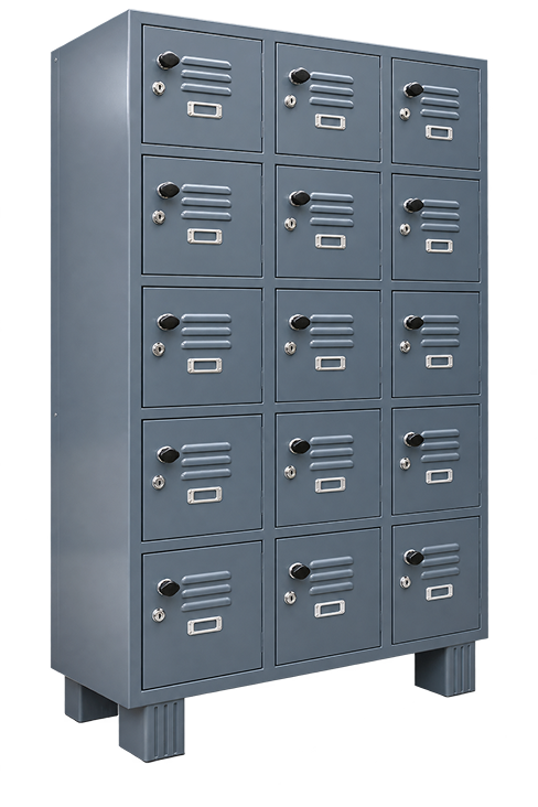 Industrial 15-Door Steel Locker Cabinet – Grey