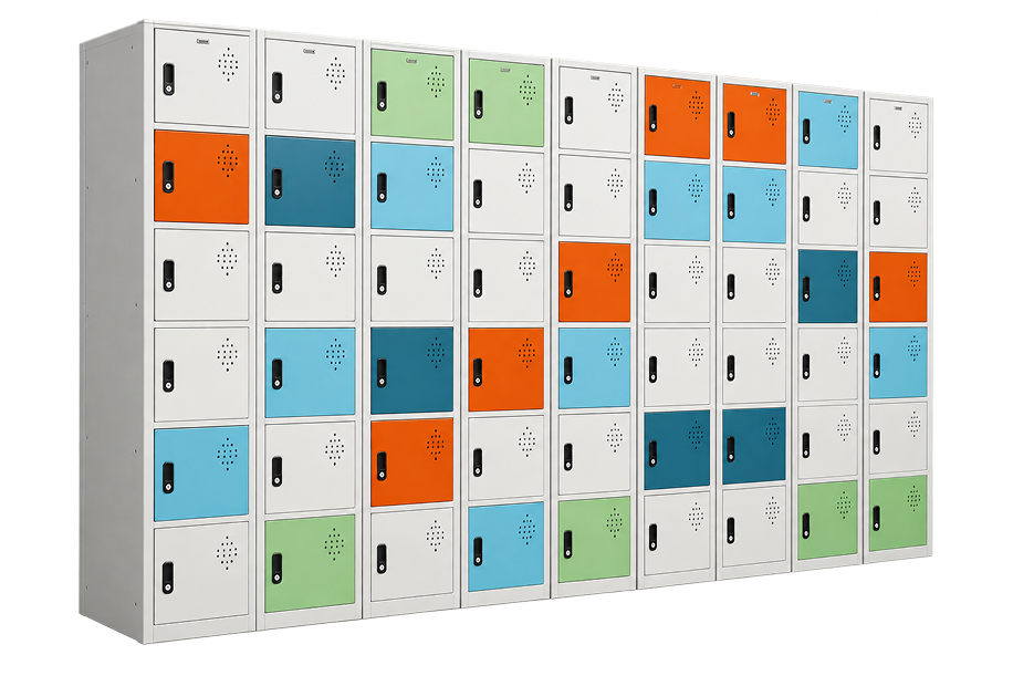 54-Door Multicolor Steel Locker Cabinet