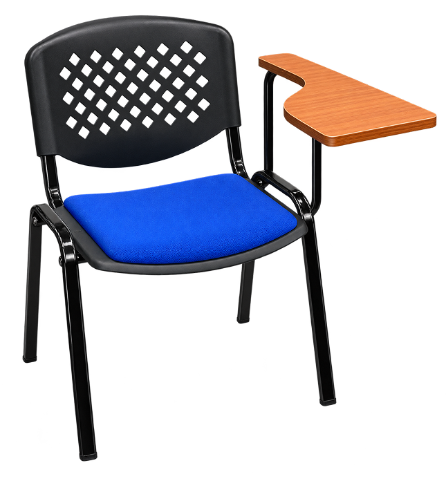 Blue Padded Lecture Chair with Tablet